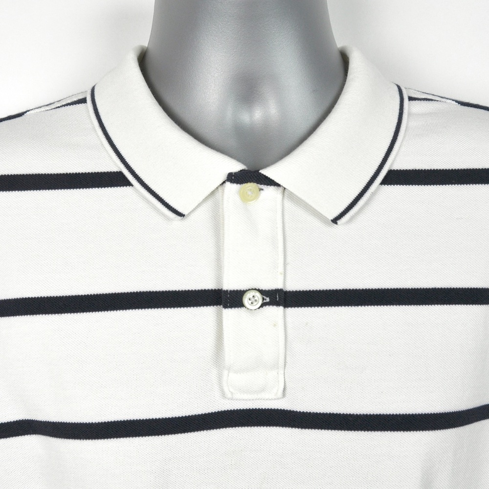 J. CREW White with Navy Stripe SS Polo Men's XL